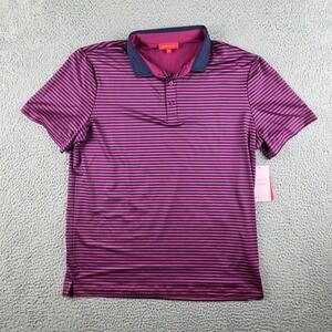 Redvanly Baker Polo Shirt Golf Performance Mens Large Purple Navy Blue Striped